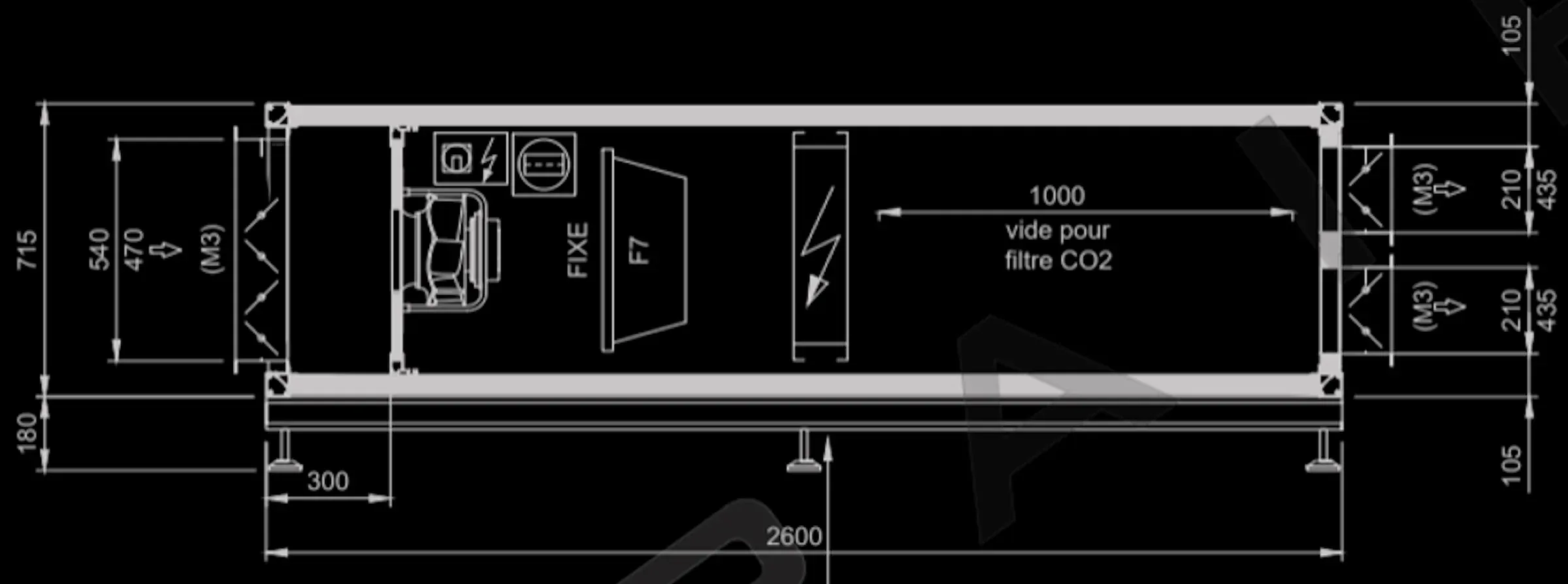 Technical drawing of the prototype casing with its dimensions